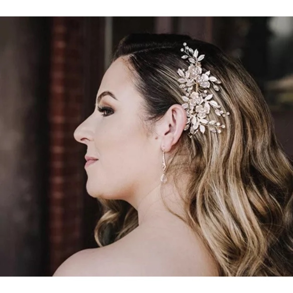Rose gold with crystals hair piece